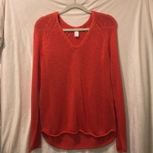 Cozy orange v neck sweater